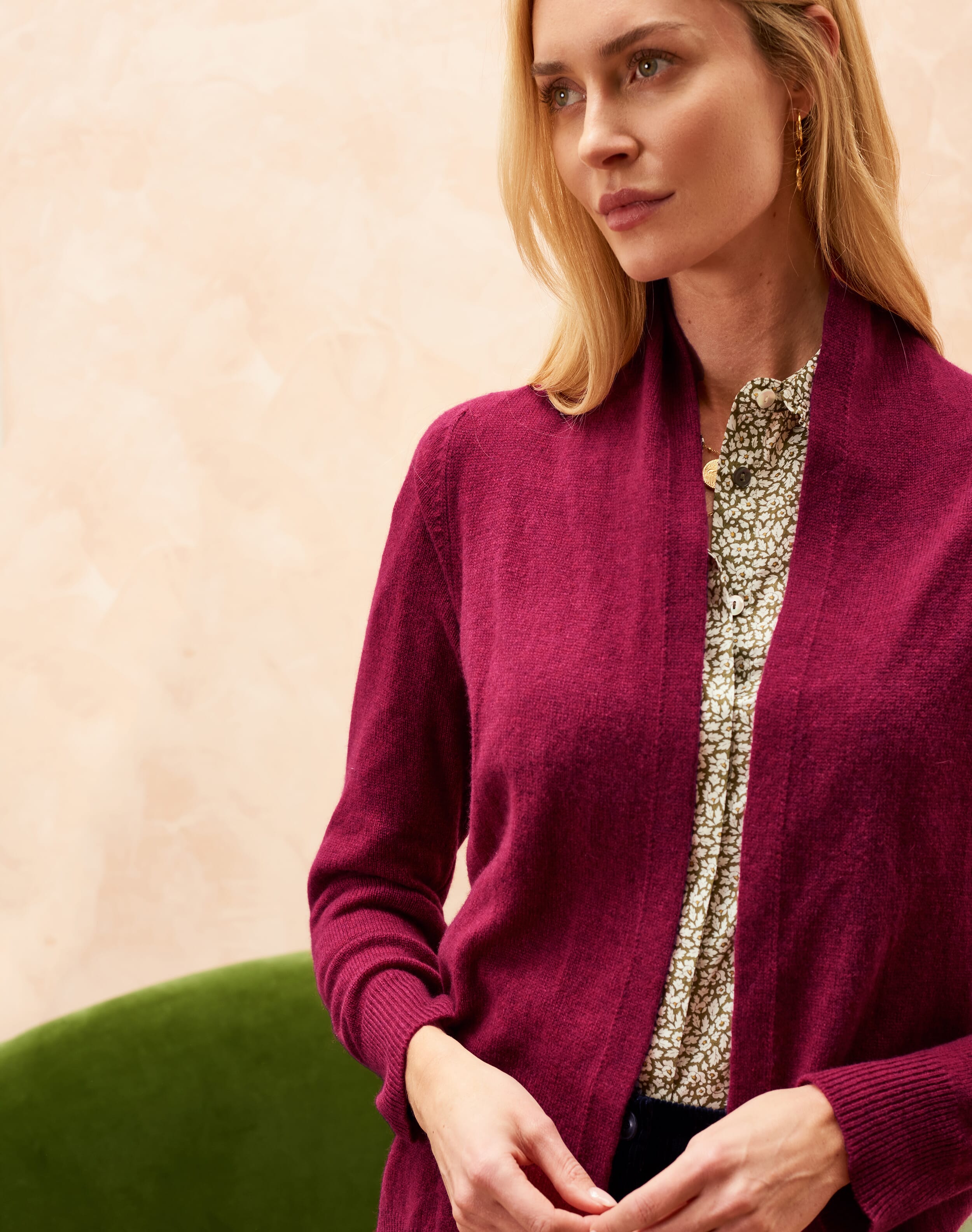 Cashmere Gauzy Shawl Cardigan in Mulberry Womenswear Brora