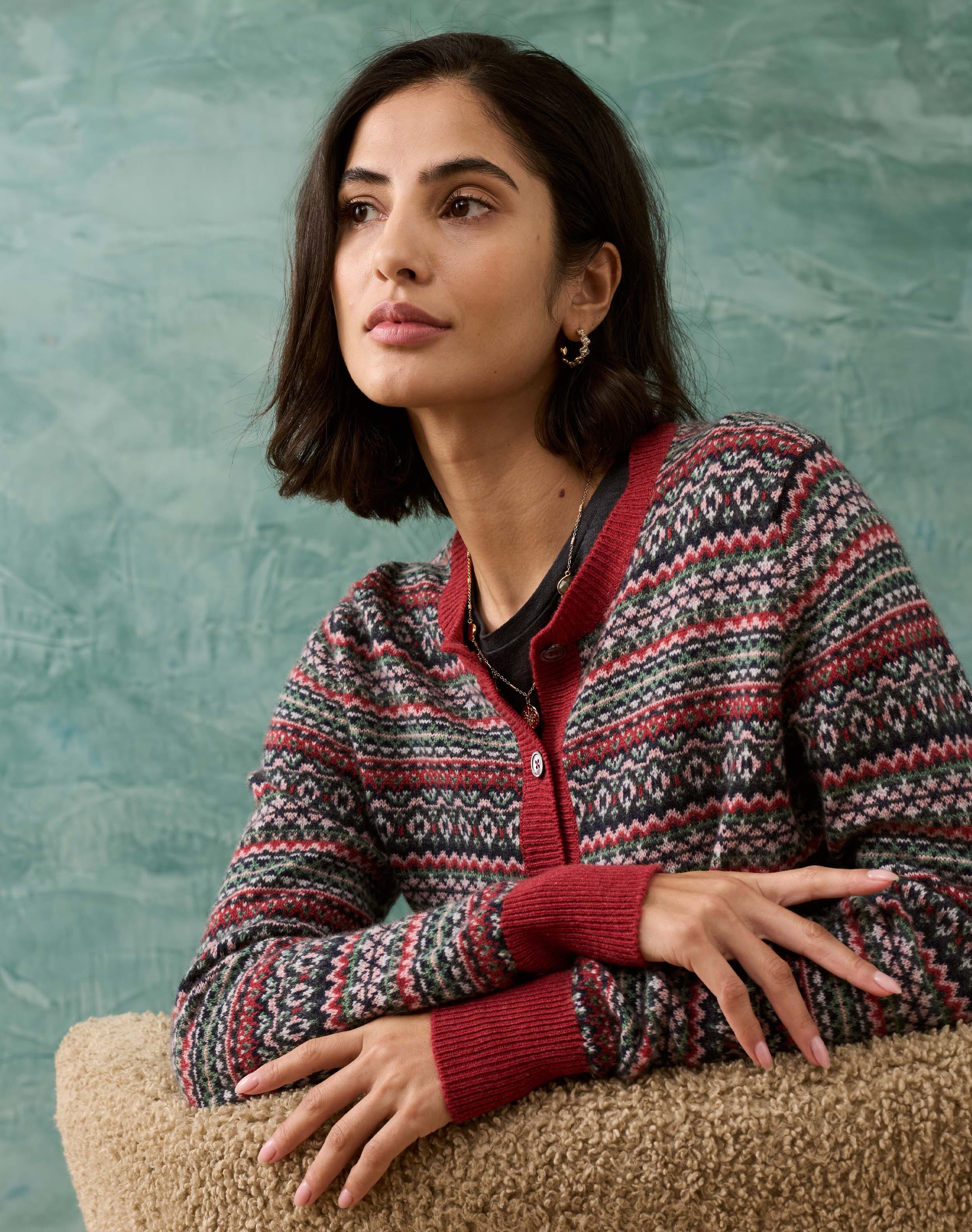 esutoreja 即完売肩フリンジknit 525 America Odessa: Fair Isle Zip-Up