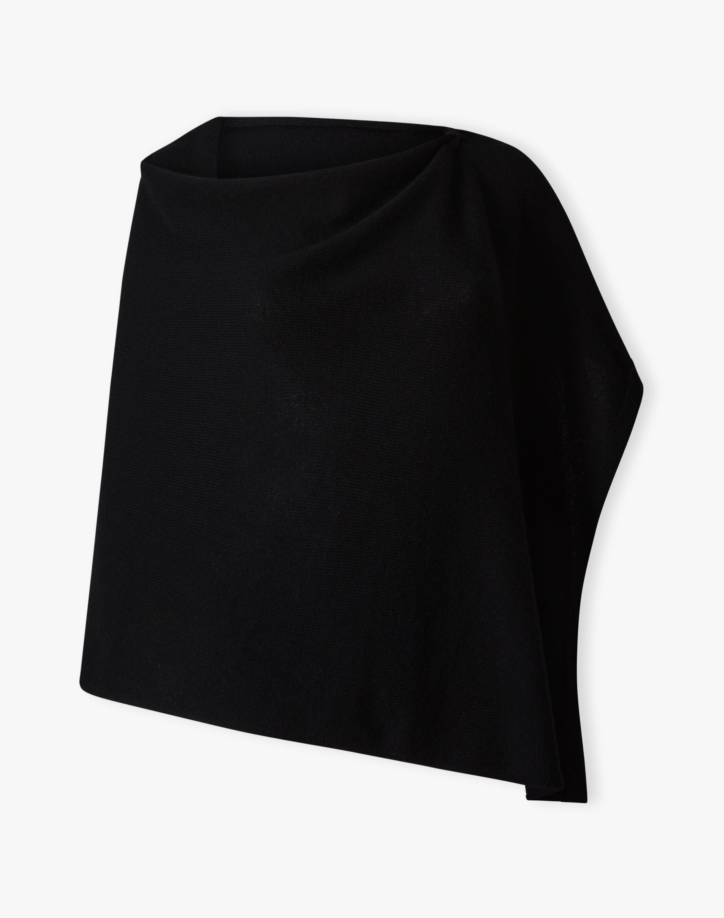Scottish Cashmere Gauzy Knit Poncho in French Navy | Brora