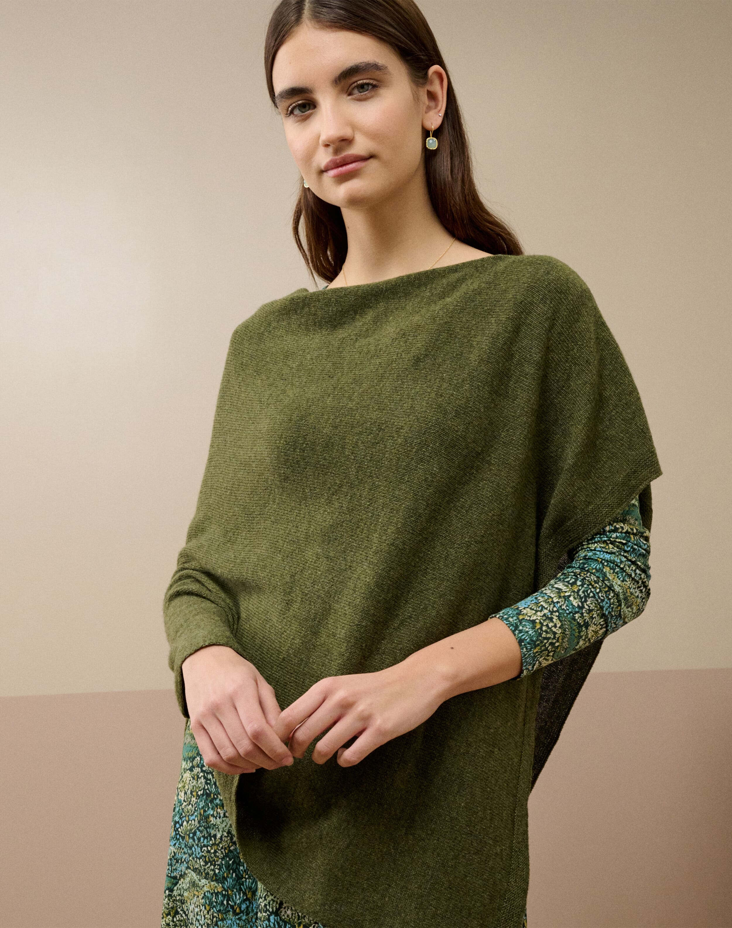Brora Cashmere Gauzy Knit Poncho Seaspray - 4