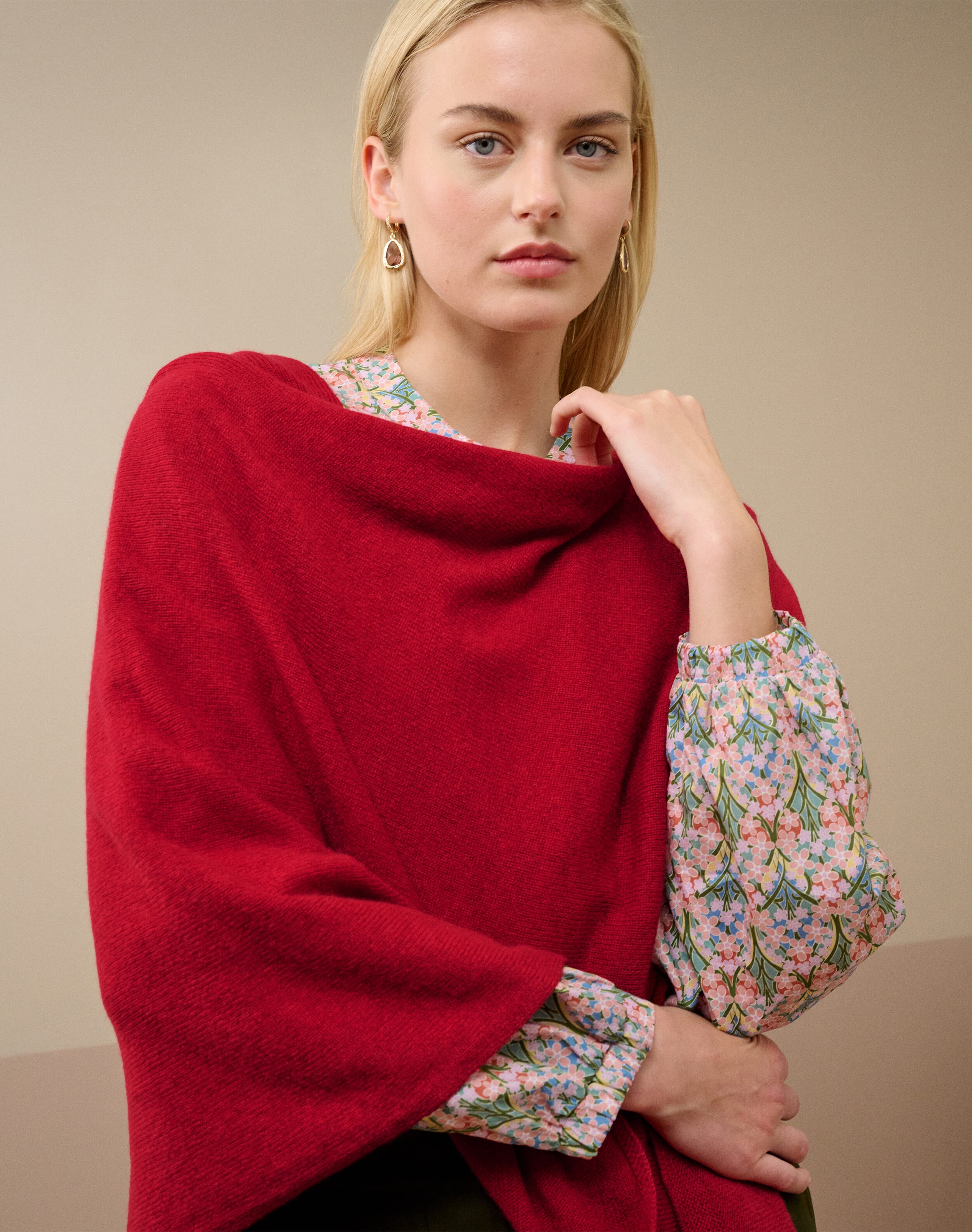 Brora Cashmere Gauzy Knit Poncho Seaspray - 7