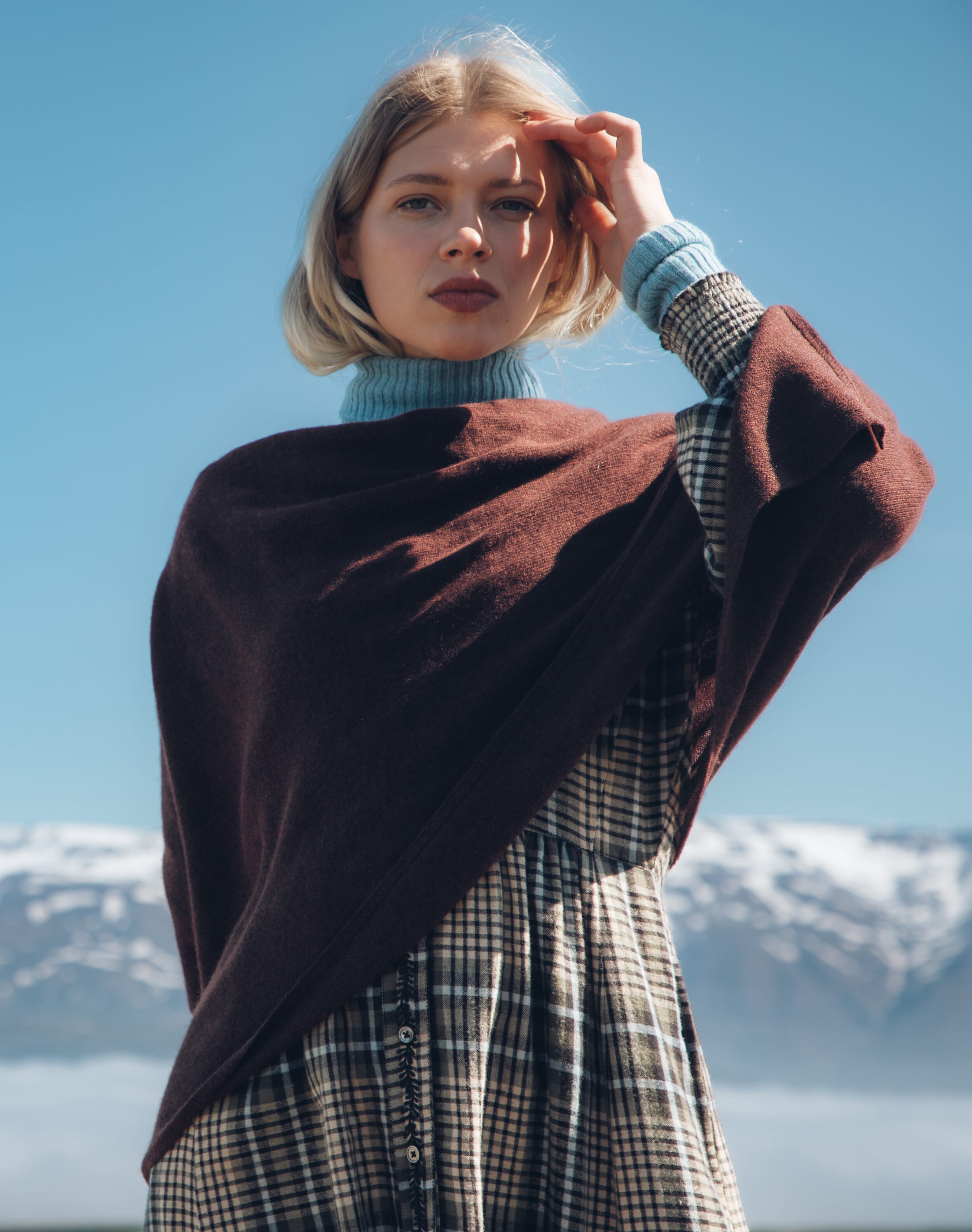 Brora Cashmere Gauzy Knit Poncho French