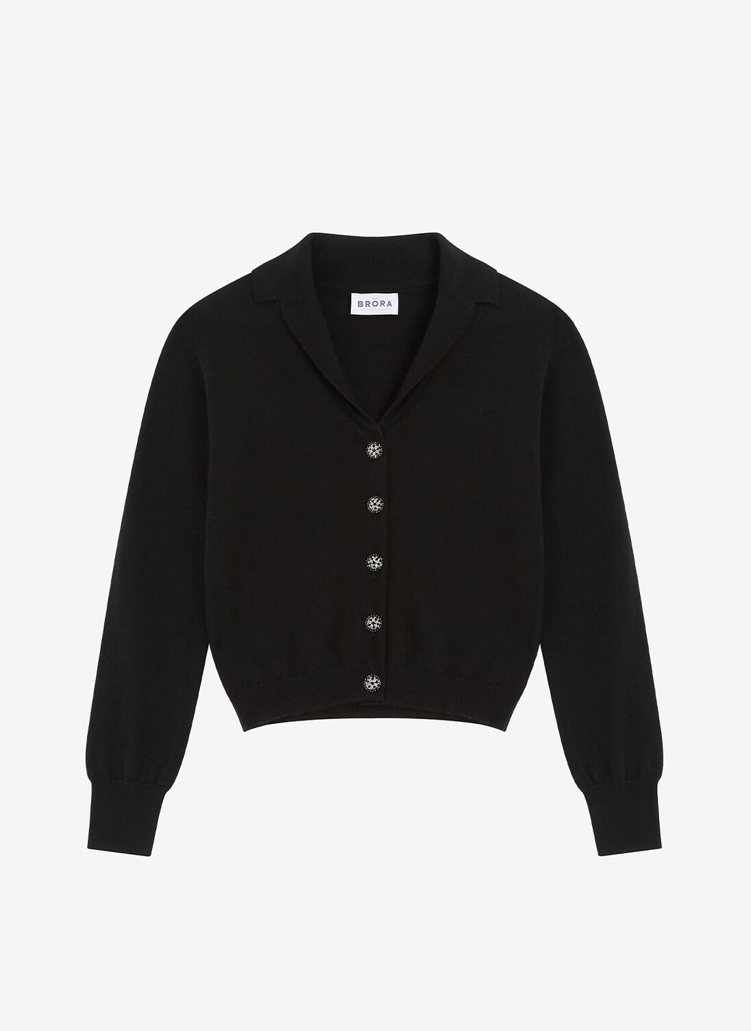 Black Cashmere Collared Cardigan | Women's Knitwear | Brora