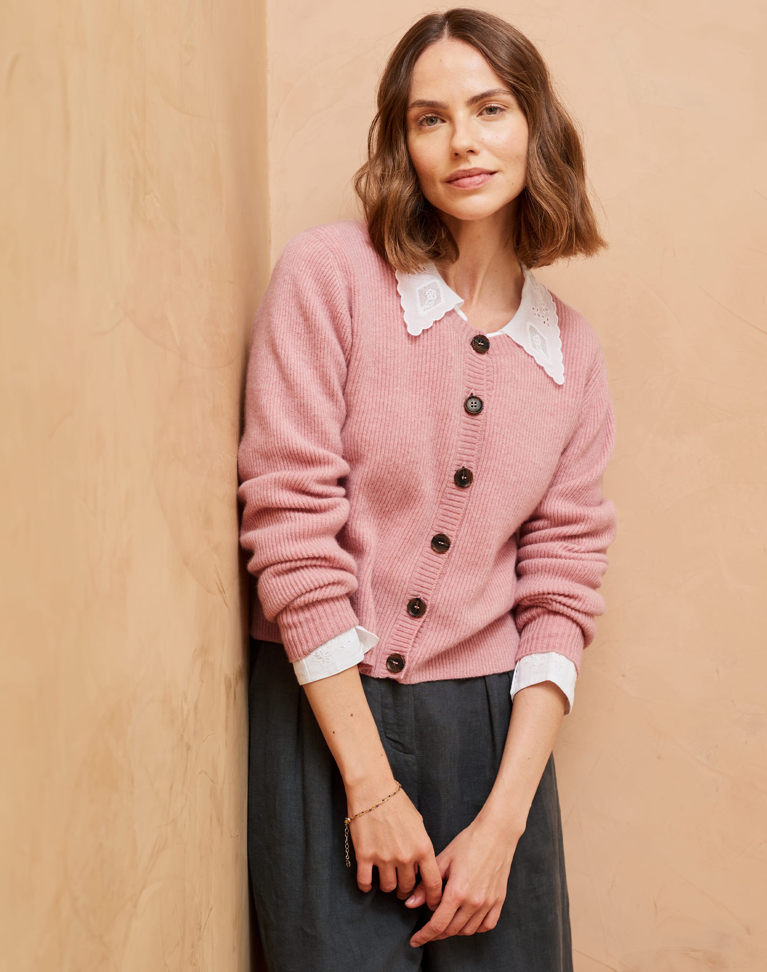 Brora Cashmere Ribbed Cardigan Shell