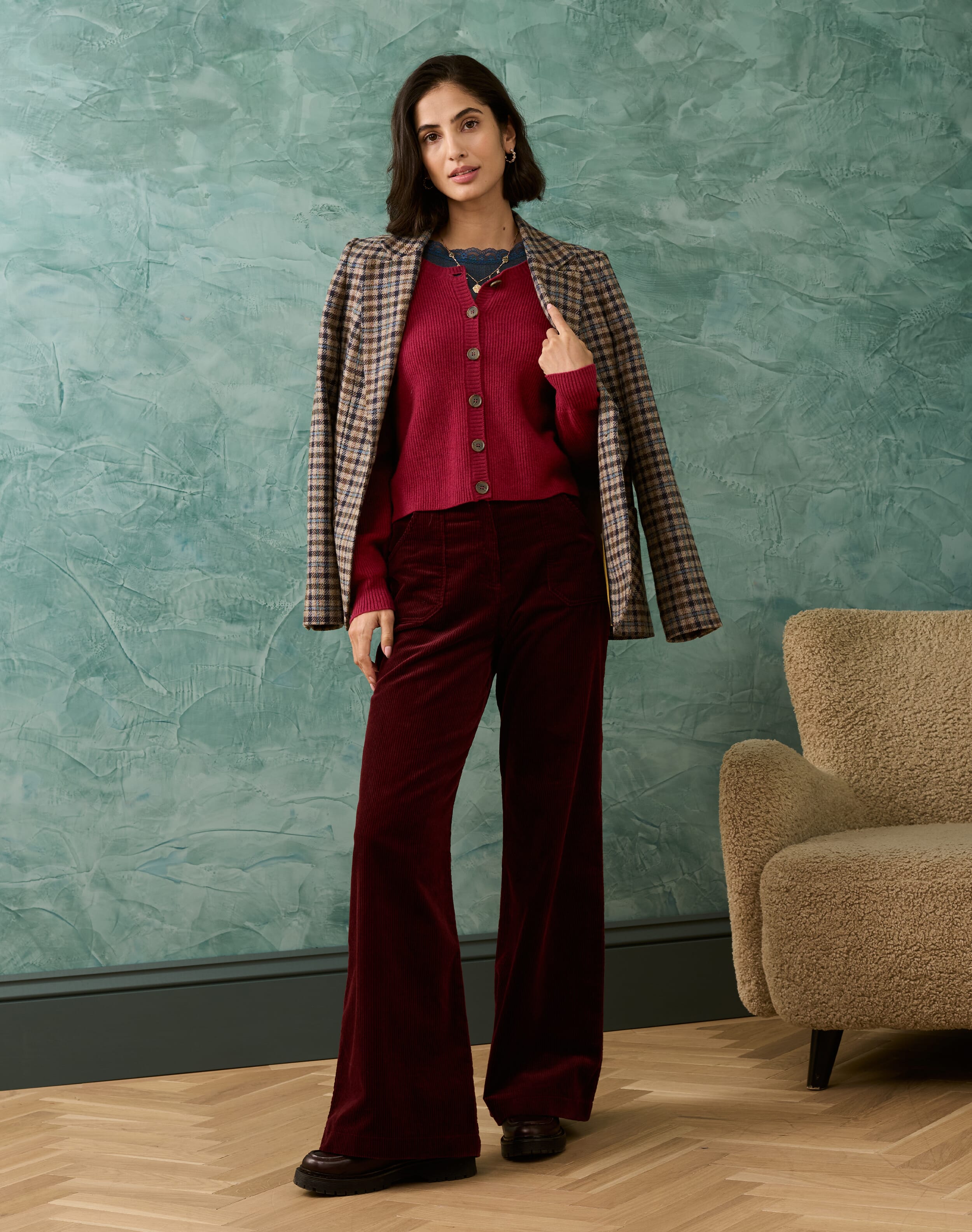 Red Cashmere Ribbed Cardigan | Women's Knitwear | Brora Fashion
