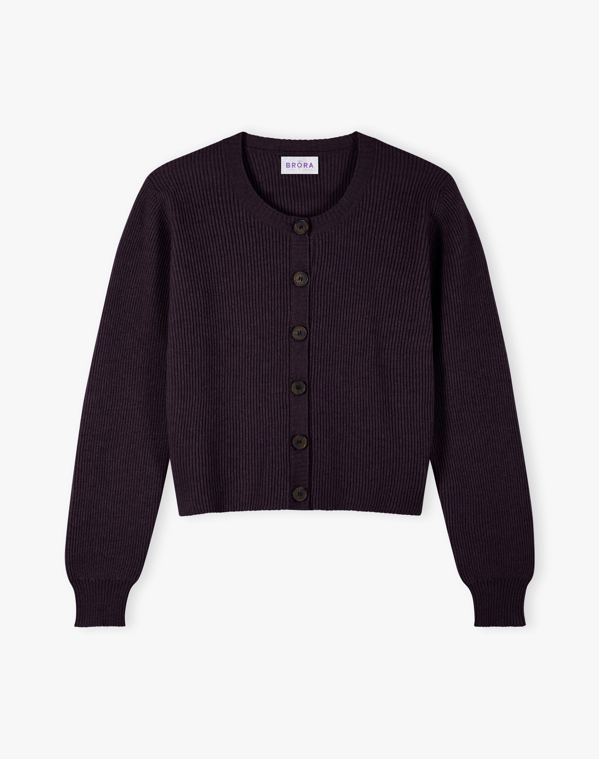 Purple Cashmere Ribbed Cardigan | Women's Knitwear | Brora Sale