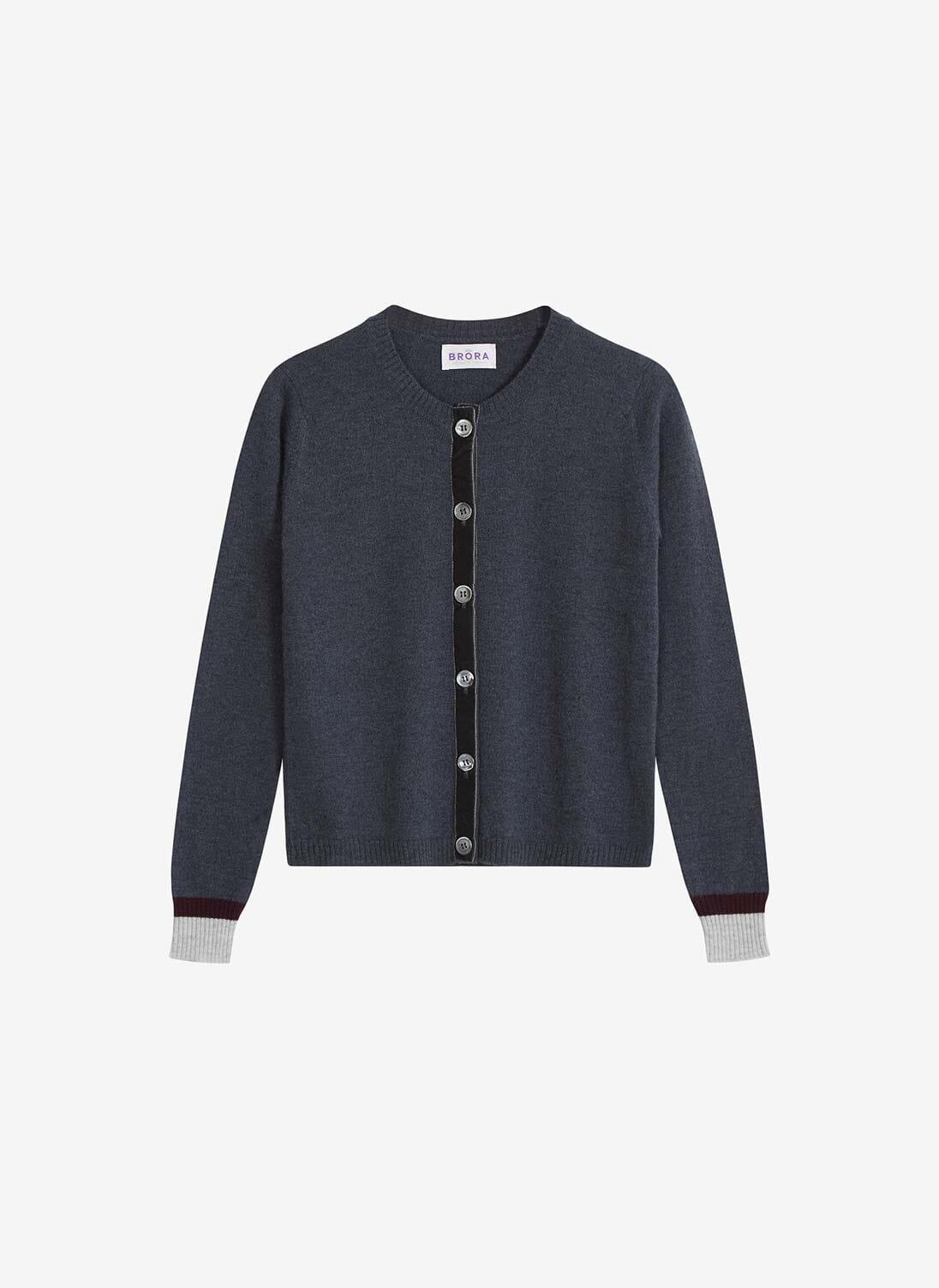 Mercury Cashmere Velvet Trim Cardigan | Women's Knitwear | Brora