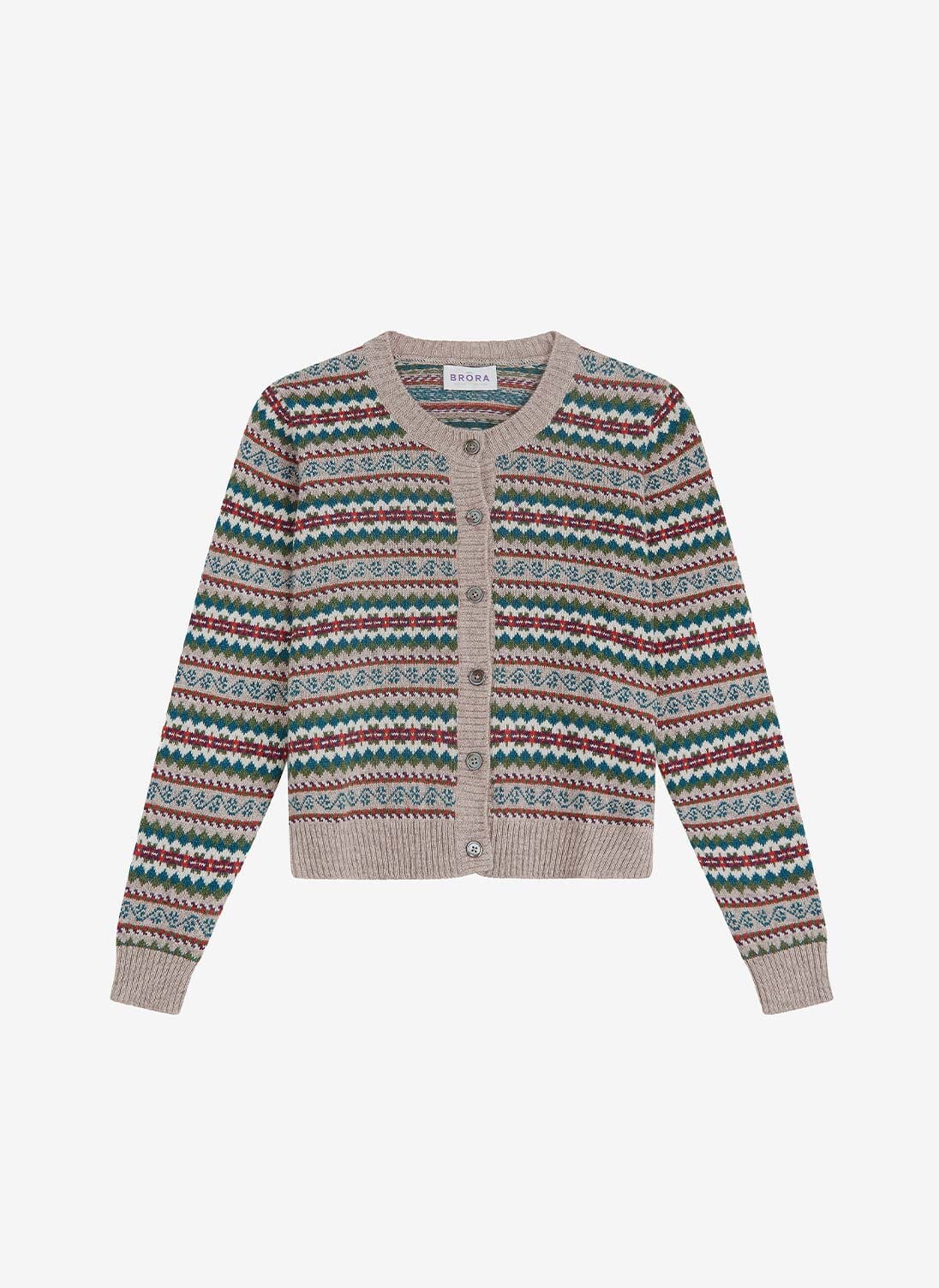 Cashmere Fair Isle Cardigan in Ash | Women's Cardigans | Brora