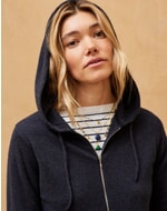 Cashmere Zip Up Hooded Cardigan