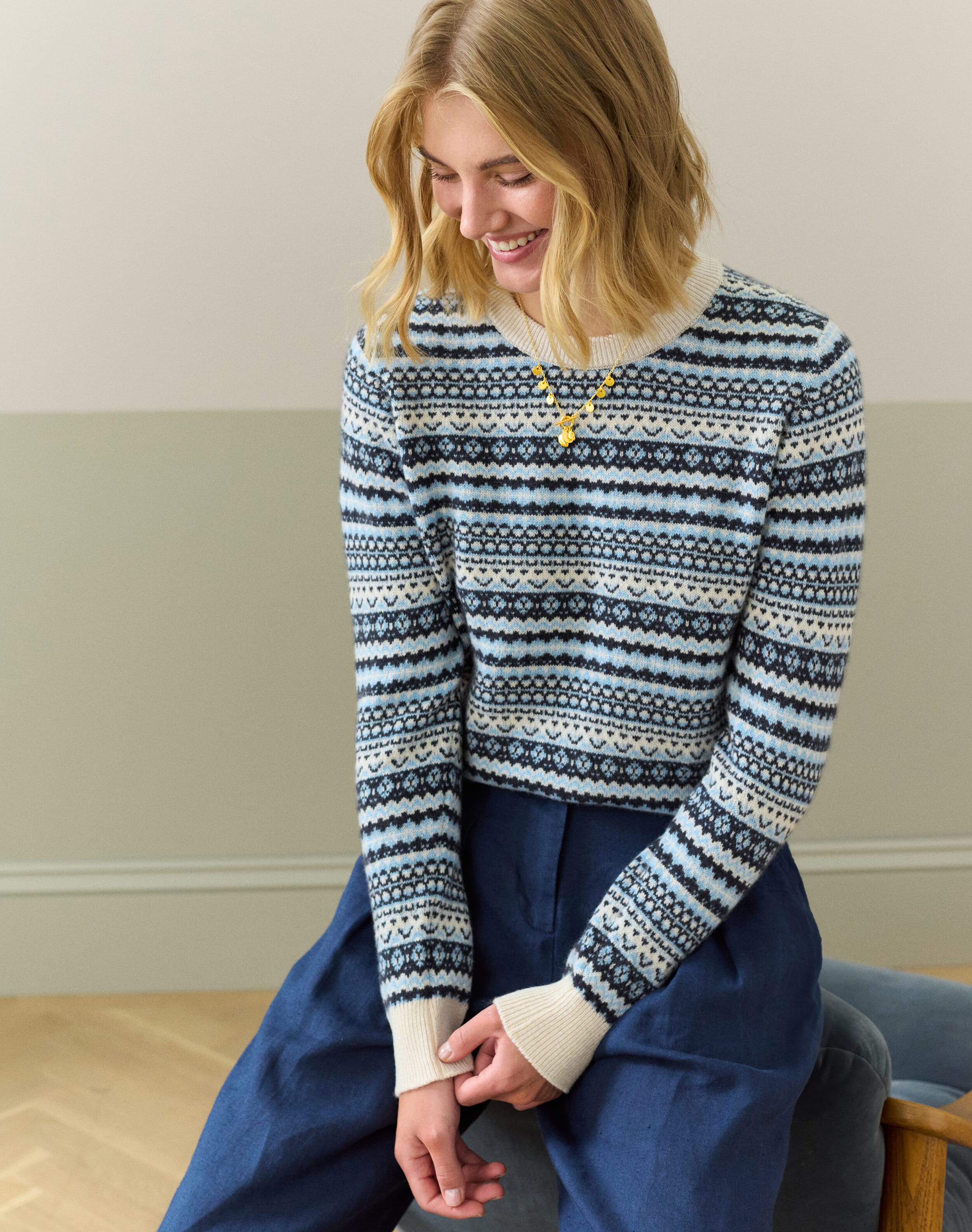 Brora Cashmere Fair Isle Jumper Swan