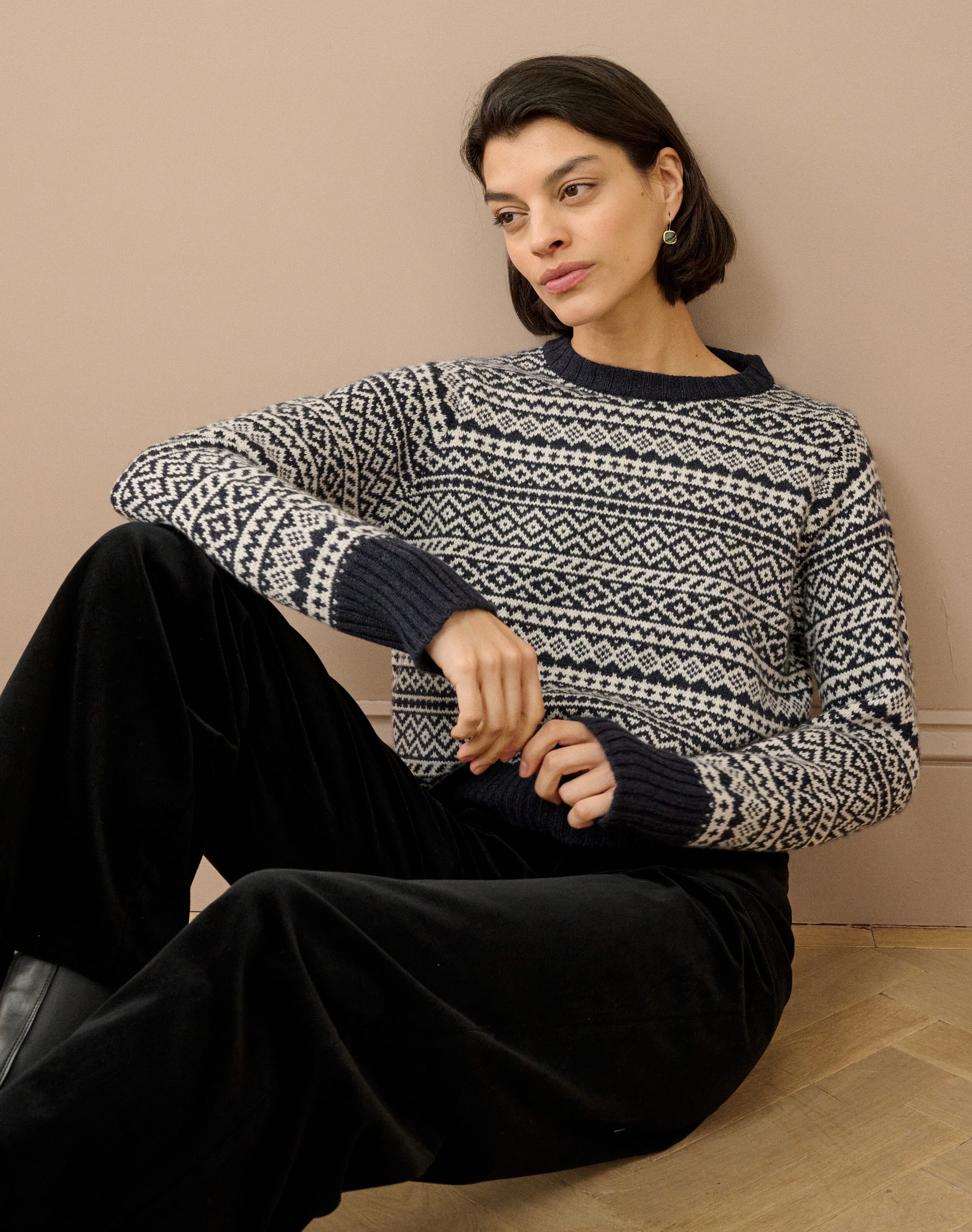 Brora Cashmere Folk Fair Isle Jumper & swan