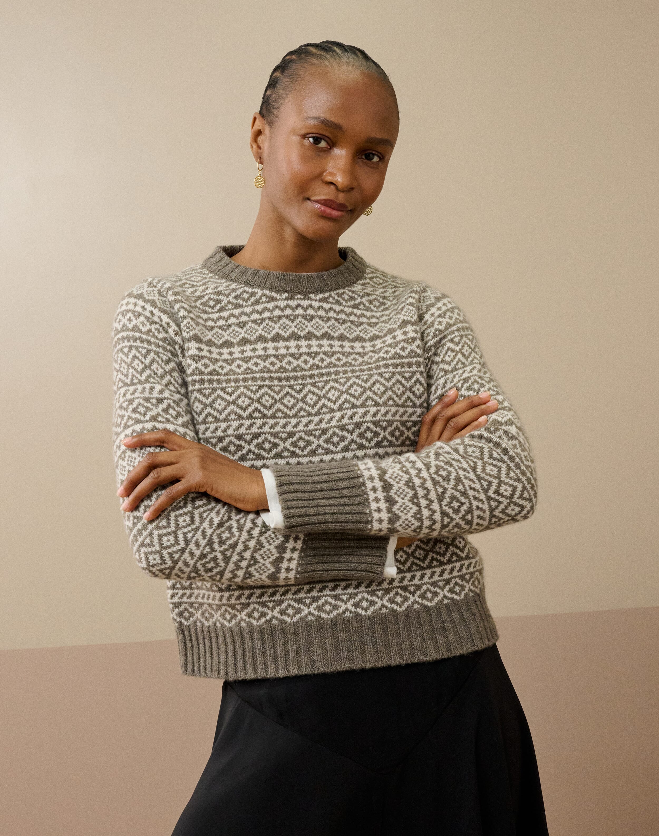 Brora Cashmere Folk Fair Isle Jumper & swan