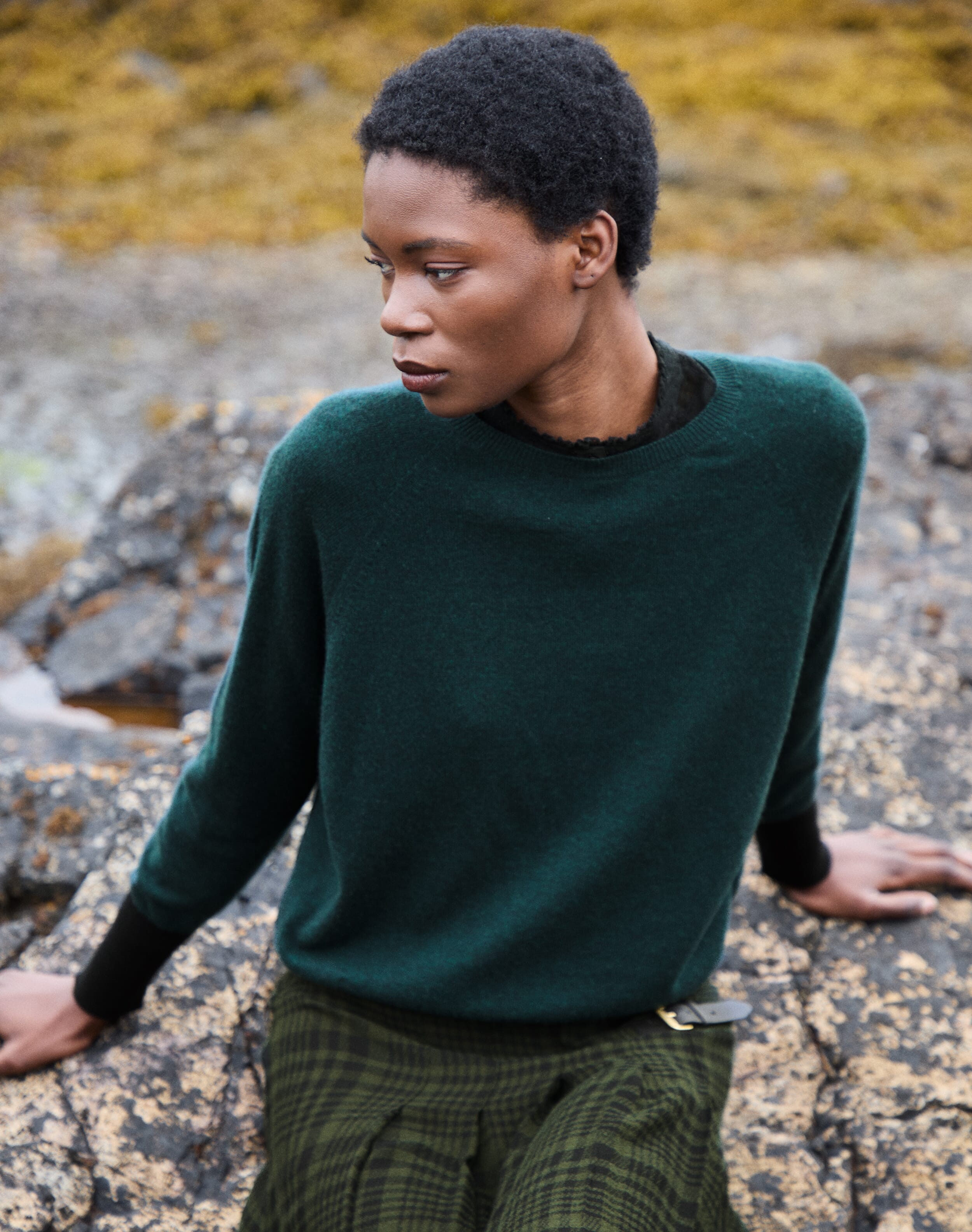 Brora Cashmere Batwing Jumper Dusk & french