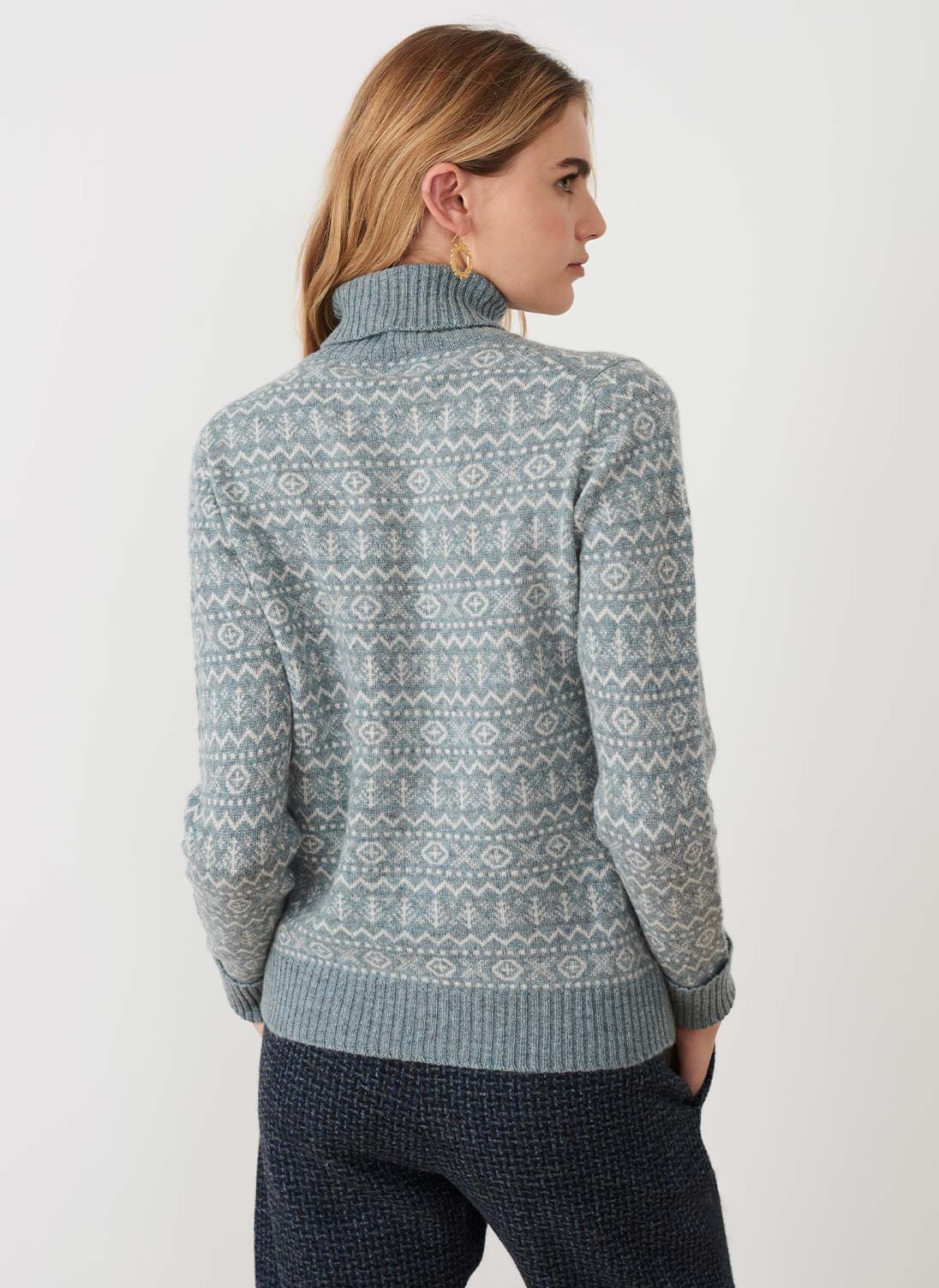 Mercury Cashmere Fair Isle Funnel Neck Jumper | Knitwear | Brora