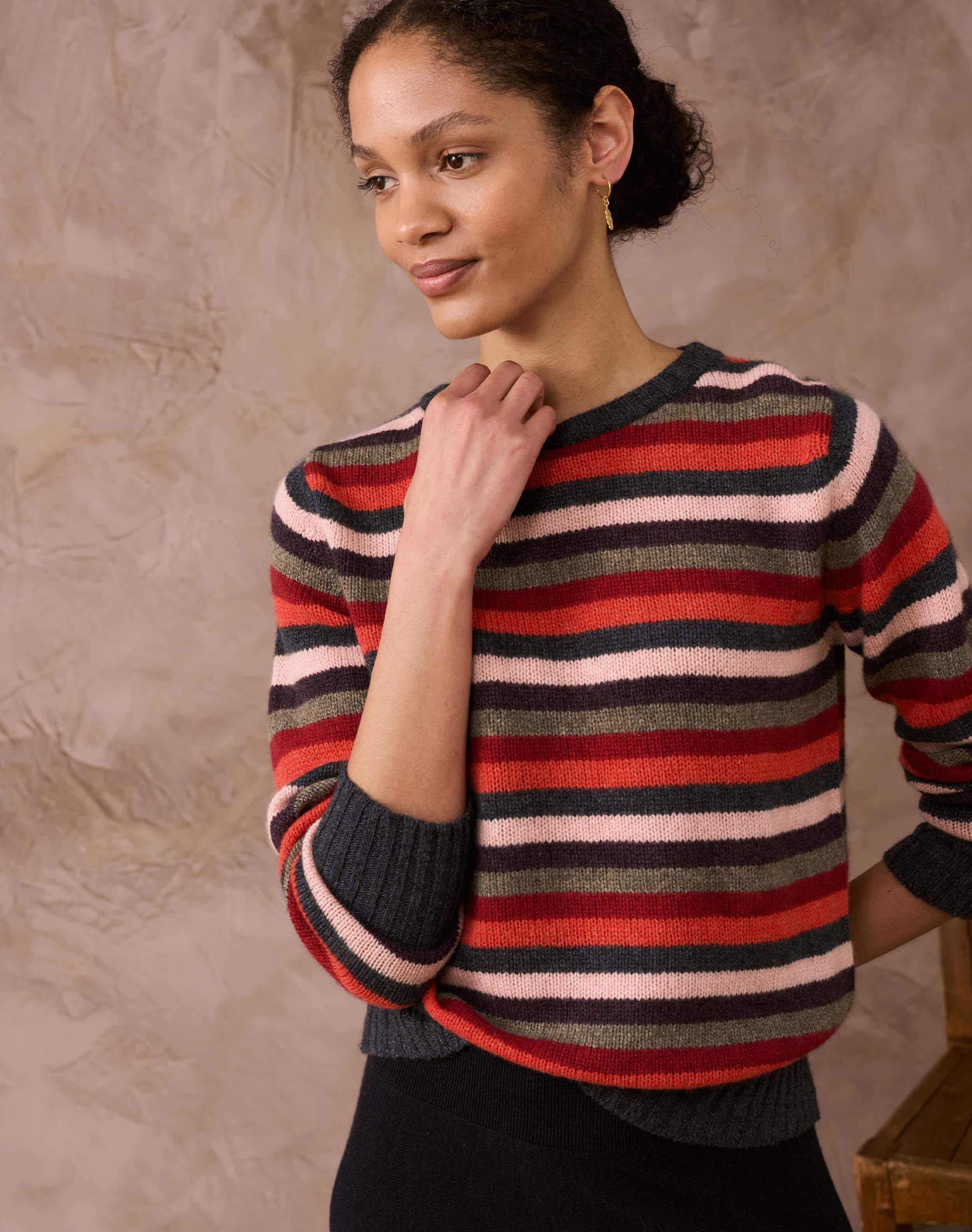 Cashmere Gauzy Stripe Jumper Steel