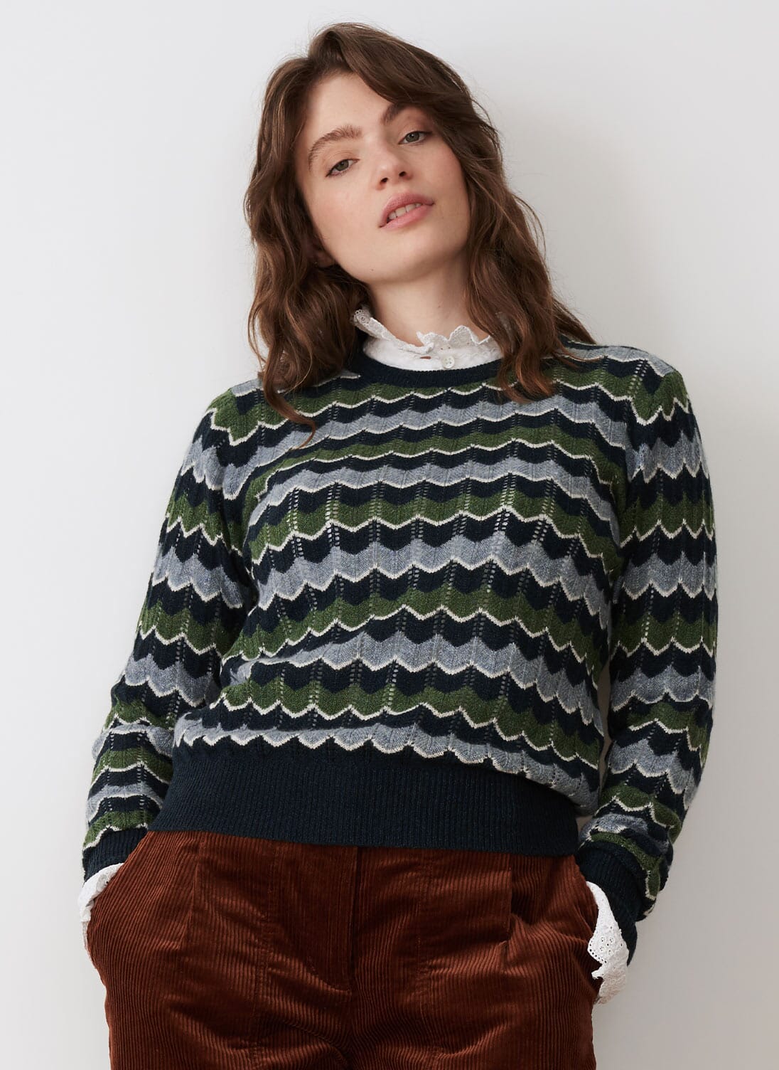 Pine Cashmere Wave Knit Jumper | Women's Jumpers | Brora