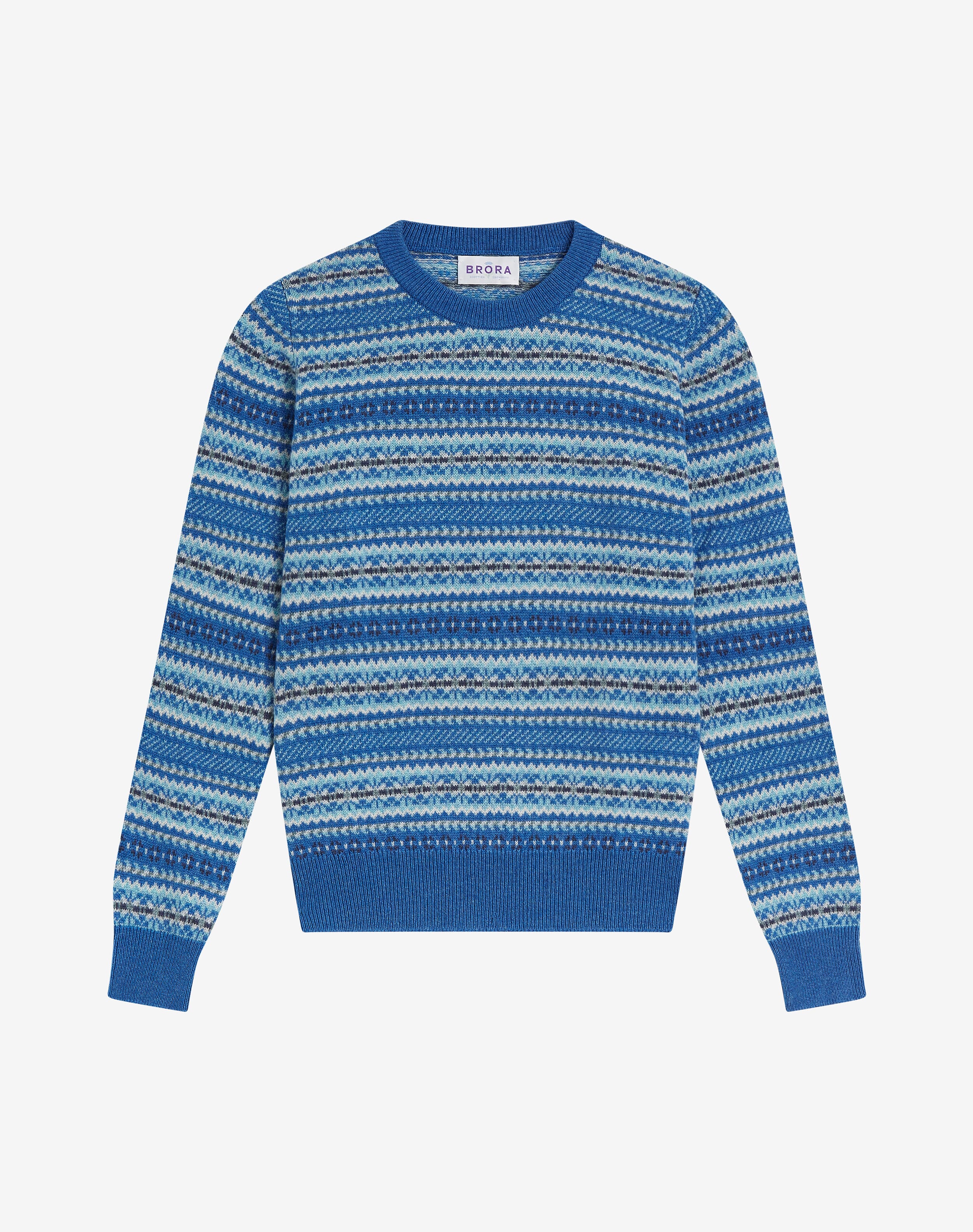 Cashmere Ditsy Fair Isle Jumper in Lapis | Women's Jumpers | Brora