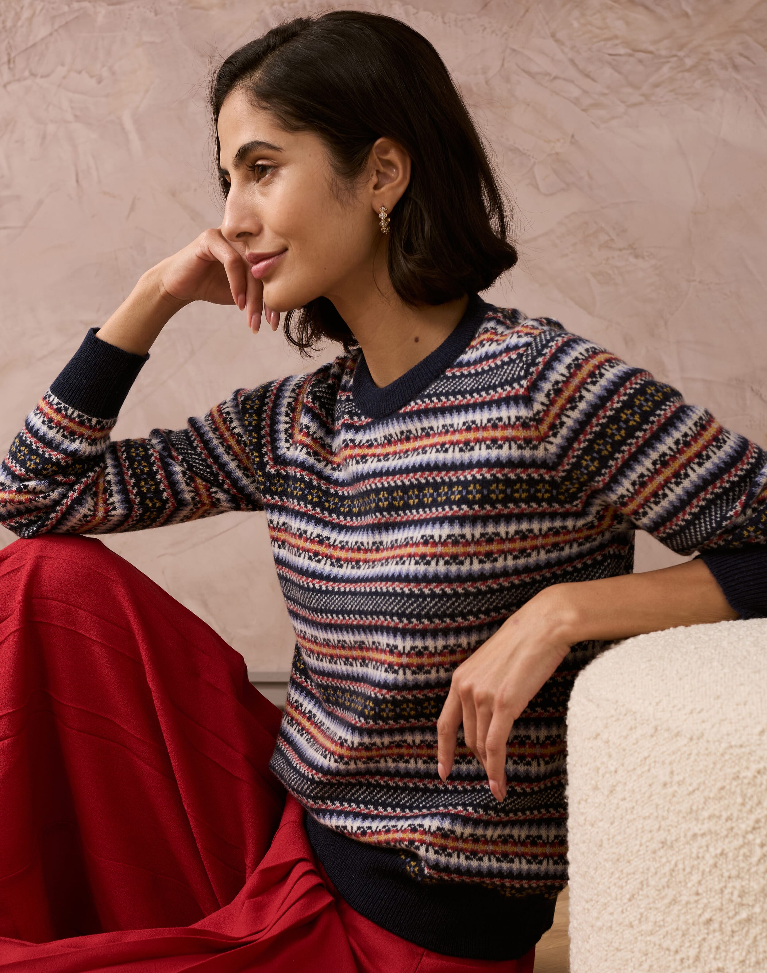 Brora Cashmere Ditsy Fair Isle Jumper French