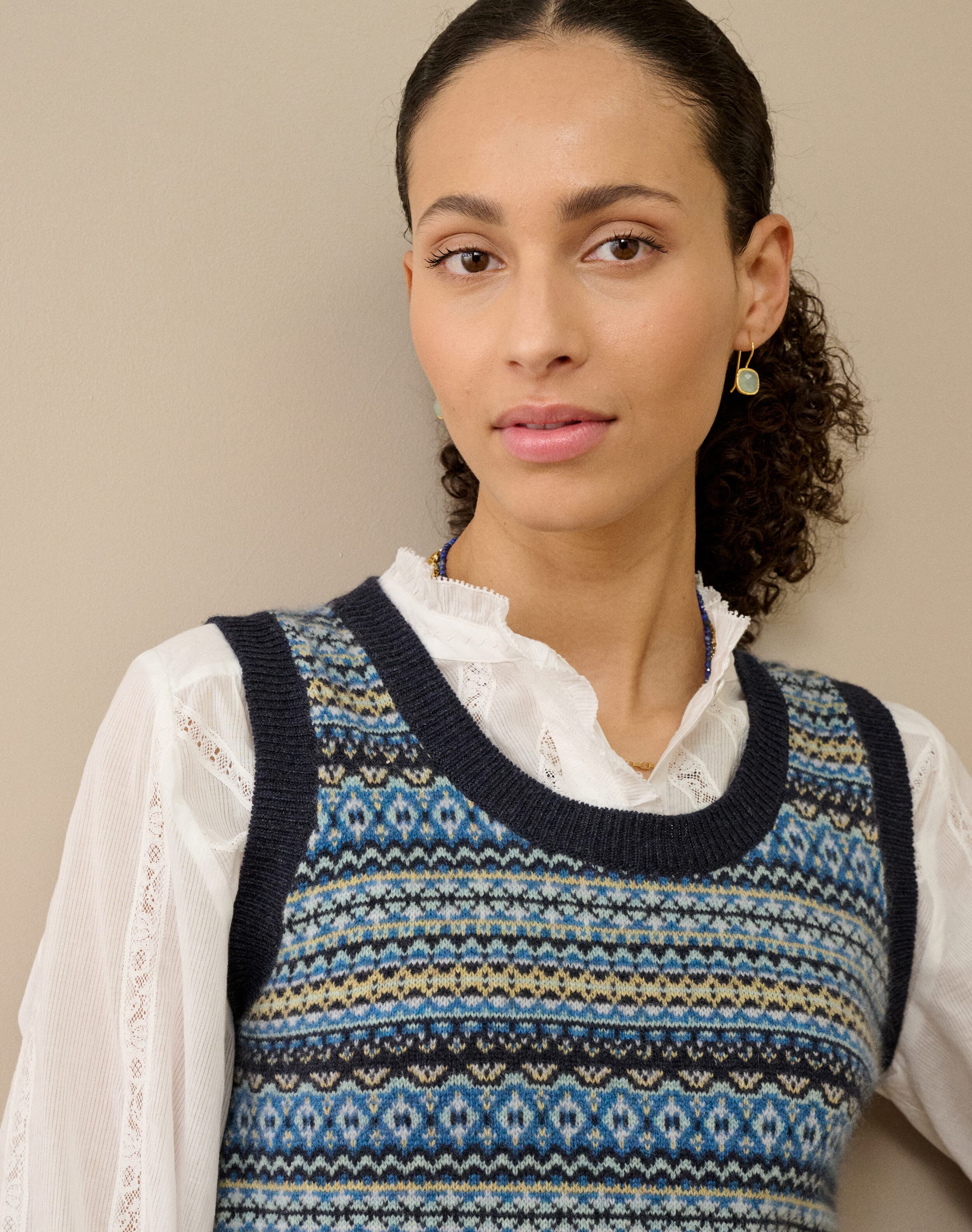 Cashmere Fair Isle Tank in Midnight | Brora Clearance