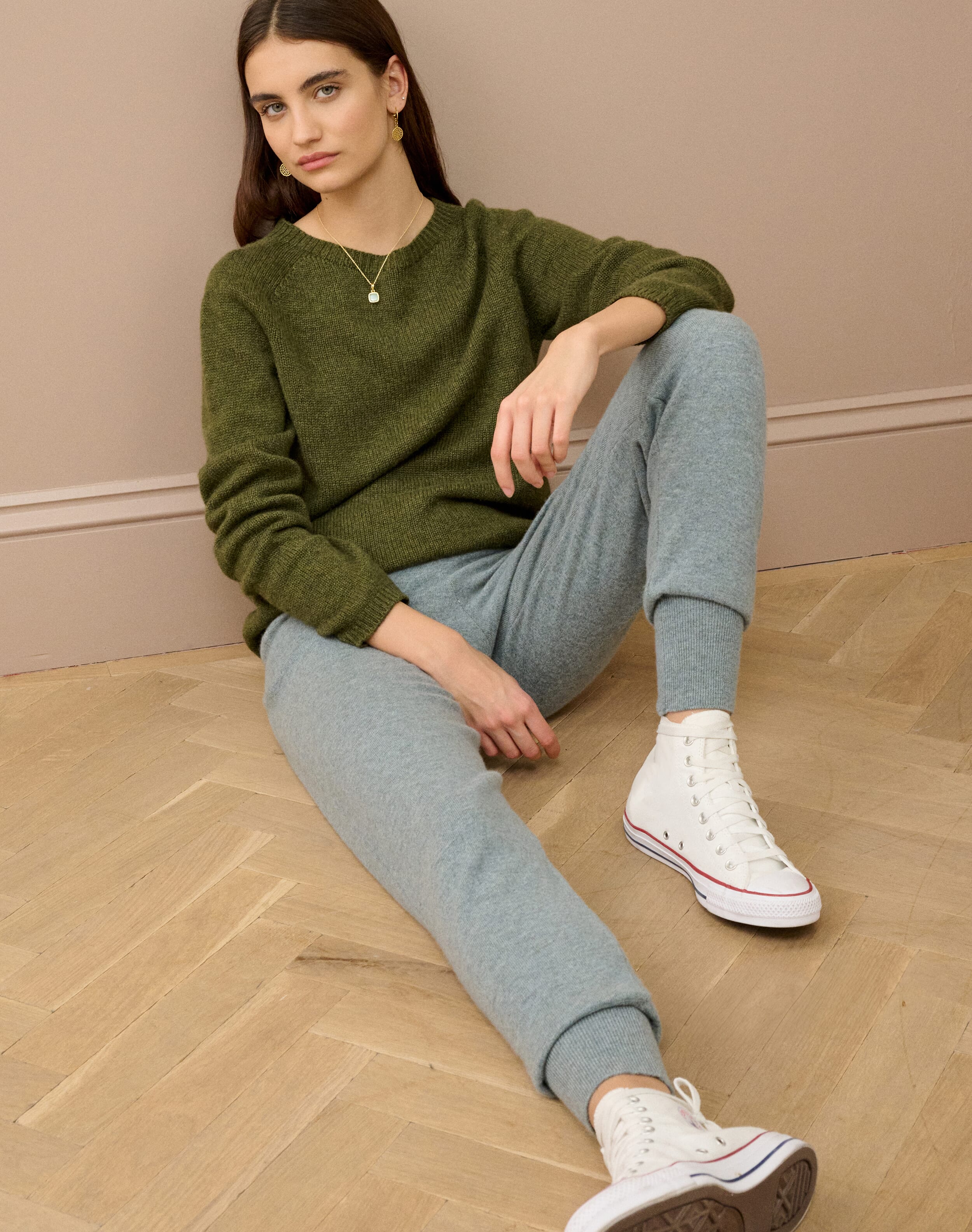 Brora Cashmere Pull On Joggers Mercury