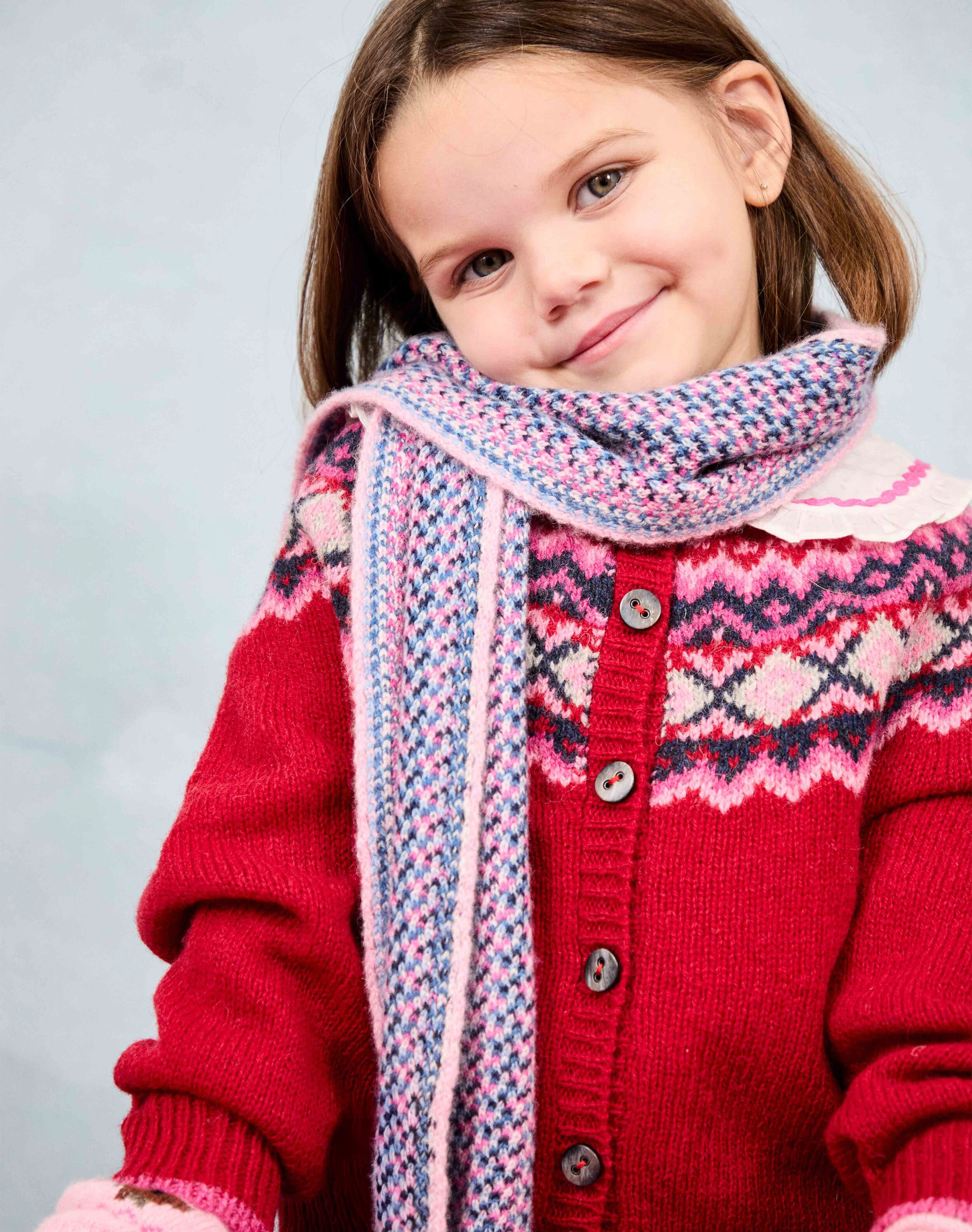 Brora Cashmere Speckle Scarf Petal & wedgewood